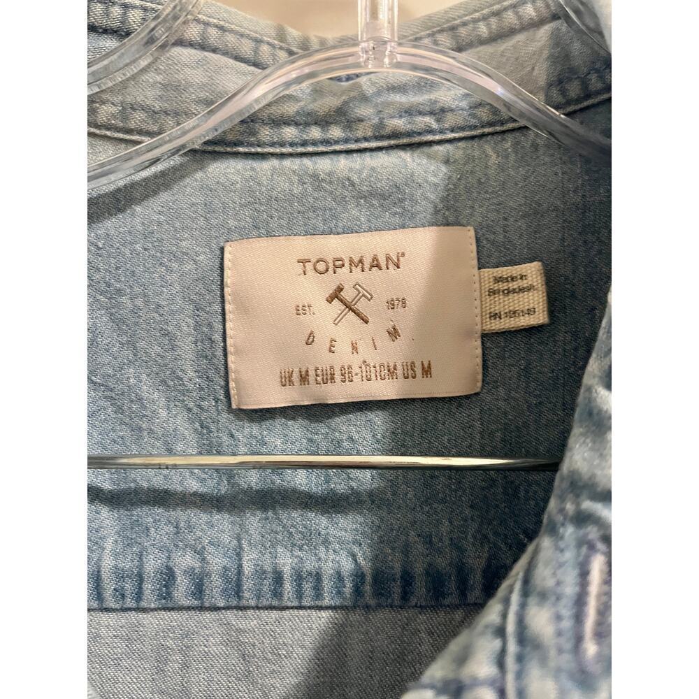 Topman Mens Chambray Button Down Top - Picture 3 of 6